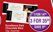 Lindt Excellence Dark Chocolate Bars Assorted-3 x 35g