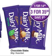 Cadbury Chocolate Slabs Assorted-80g