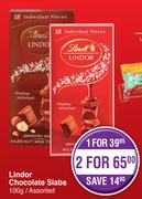 Lindt Lindor Chocolate Slabs Assorted-100g