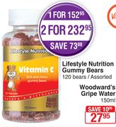 Lifestyle Nutrition Gummy Bears Assorted-120 Bears