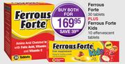 Ferrous Forte 30 Tablets Plus Ferrous Forte Kids 10 Effervescent Tablets-Both For