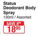 Status Deodorant Body Spray Assorted-130ml