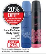 Yardley Lace Perfume Body Spray Assorted-90ml Each