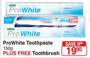 Dentalmate ProWhite Toothpaste 150g Plus Free Toothbrush