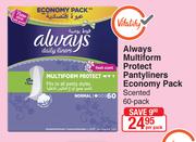 Always Multiform Protect Pantyliners Economy Pack Scented-60's Per Pack