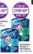 Domestos Power 5 Rim Block-55g Each