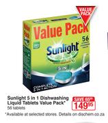 Sunlight 5 In 1 Dishwashing Liquid Tablets Value Pack-56 Tablets
