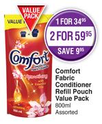Comfort Fabric Conditioner Refill Pouch Value Pack-2x800ml 