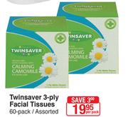 Twinsaver 3-Ply Facial Tissues-60's Per Pack