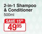 Johnson's Soft & Shiny 2-In-1 Shampoo & Conditioner-500ml