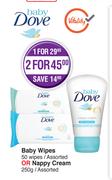 Dove Baby Wipes 50 Wipes Or Nappy Cream 250g-For 2