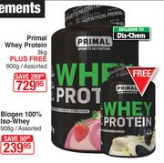 Primal Why Protein-3Kg Plus Free Primal Whey Protein Assorted-900g