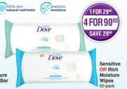 Baby Dove Sensitive Or Rich Moisture Wipes 50 Pack-For 4