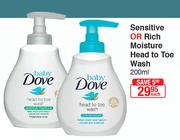Baby Dove Sensitive Or Rich Moisture Head To Toe Wash-200ml Each