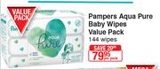 Pampers Aqua Pure Baby Wipes Value Pack 144 Wipes-Per Pack