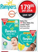 Pampers Baby Dry Or New Baby Dry Jumbo Pack Assorted Sizes & Quantities-Per Pack