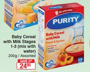 Purity Baby Cereal With Milk Stages 1-3(Mix With Water) Assorted-200g