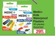 Medic+ Kids Waterproof Plasters 30 Pieces Assorted-Each
