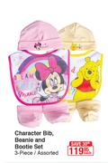 Character Bib, Beanie & Bootie Set 3 Piece Assorted-Each
