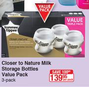 Tommee Tippee Closer To Nature Milk Storage Bottles Value Pack 3 Pack-Per Pack