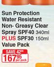 Techni Block SUn Protection Water Resistant Non-Greasy Clear Spray SPF40 340ml Value Pack-Per Pack