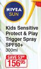 Nivea Sun Kids Sensitive Protect & Play Trigger Spray SPF50+ -300ml