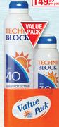 Techni Block SUn Protection Water Resistant Non-Greasy Clear Spray SPF40 340ml Value Pack-Per Pack