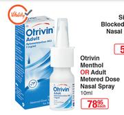Otrivin Menthol Or Adult Metered Dose Nasal Spray-10ml Each