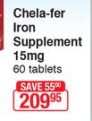 Chela-Fer Iron Supplement 15 mg 60 Tablets