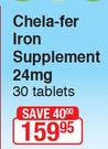 Chela-Fer Iron Supplement 24 mg 30 Tablets