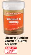 Lifstyle Nutrition Vitamin C 500 mg 100 Tablets