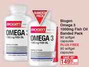 Biogen Omega 3 1000mg Fish Oil Banded Pack 90 Softgel Cap Plus Free 90 Softgel Capsules-Per Pack