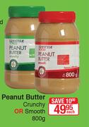 Lifestyle Food Peanut Butter Crunchy Or Smooth-800g Each