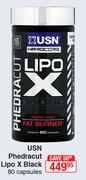 USN Phedracut Lipo X Black-80 Capsules Per Pack