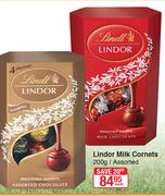 Lindor Milk Cornets-200g Each