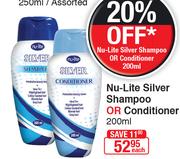 Nu-Lite Silver Shampoo or Conditioner-200ml Each