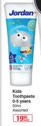 Jordan Kids Toothpaste 0-5 Years Assorted-50ml Each