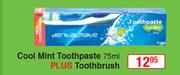Dentalmate Cool Mint Toothpaste-75ml Plus Toothbrush