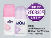 Mum Anti-Perspirant Roll-On For Women-45ml