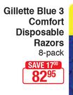 Gillete Blue 3 Comfort Disposable Razors-8 Pack