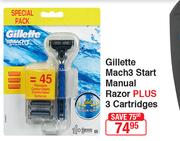 Gillete Mach3 Start Manual Razor Plus 3 Cartridges