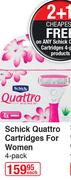 Schick Quattro Cartridges For Women-4 Pack Each