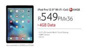 Apple iPad 12.9" WiFi Cell 4G 64GB-On 4GB Data