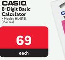 Casio 8-Digit Basic Calculator 154044-Each