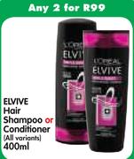 Elvive Hair Shampoo Or Conditioner(All Variants)-2x400Ml