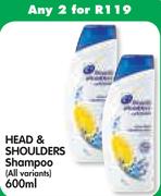 Head & Shoulders Shampoo(All Variants)-2x600Ml