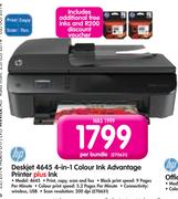 Hp Deskjet 4645 4-In-1 Colour Ink Advantage Printer Plus Ink 4645-Per Bundle