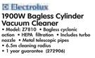 Electrolux 1900W Bagless Cylinder Vacuum Cleaner Z7810