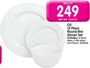 O2 12 Piece Round Rim Dinner Set-Per Set