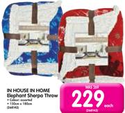 In House In Home Elephant Sherpa Throw 150x180Cm-Each